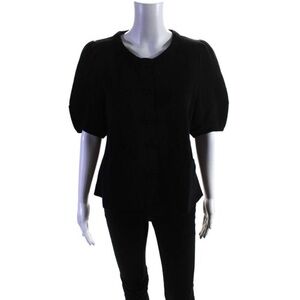 Sonia Rykiel Short Sleeves Cotton Cardigan Sweater Black Cotton Size Large
